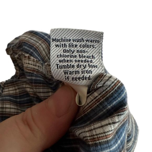 Croft & Barrow Blue and Orange Plaid Button Down Shirt, Medium, Pre-owned - Picture 7 of 8